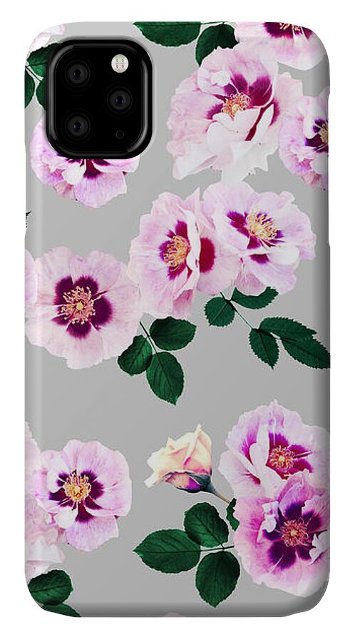 Blue iPhone 11 Case featuring the mixed media Blue Eyes Roses by Emanuela Carratoni