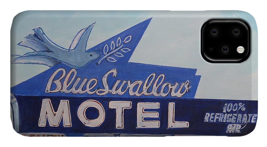 West iPhone 11 Case featuring the painting Blue Swallow by William Brody