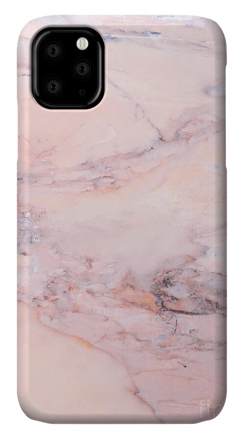 Blush iPhone 11 Case featuring the mixed media Blush Marble by Emanuela Carratoni