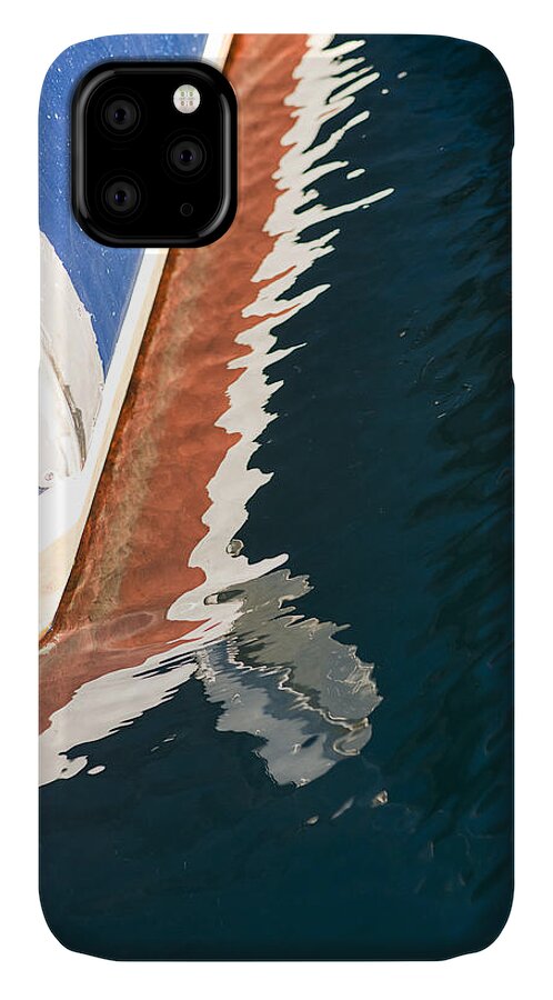 Abstract iPhone 11 Case featuring the photograph Boatside Reflection by Robert Potts