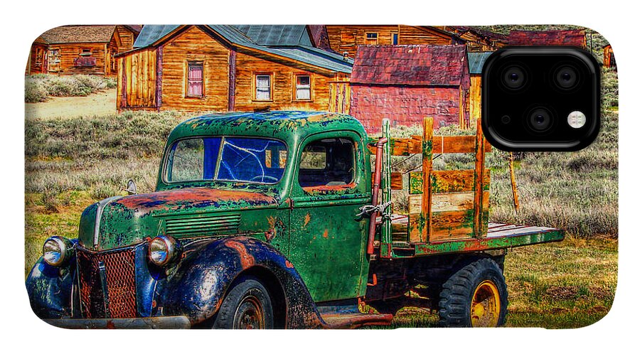Bodie Abandoned Truck iPhone 11 Case featuring the photograph Bodie Ghost Town Green Truck by Scott McGuire