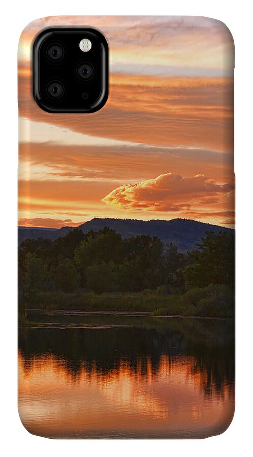 nature Photography iPhone 11 Case featuring the photograph Boulder County Lake Sunset Vertical Image 06.26.2010 by James BO Insogna