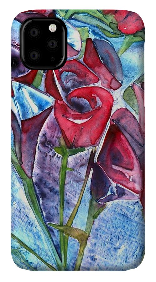Watercolor iPhone 11 Case featuring the painting Bouquet of Roses by Amy Stielstra