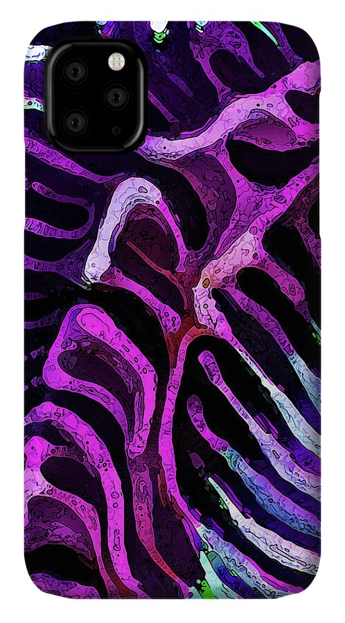 Nature iPhone 11 Case featuring the digital art Brain Coral Abstract 1 in Magenta by ABeautifulSky Photography by Bill Caldwell