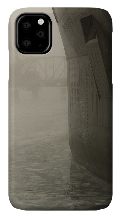 Water iPhone 11 Case featuring the photograph Bridge and Barge by Tim Nyberg