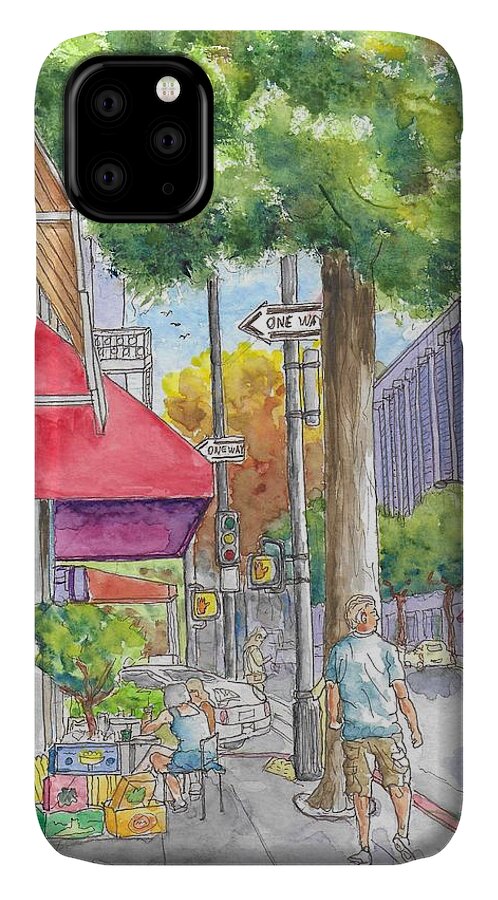 Beverly Hills iPhone 11 Case featuring the painting Brighton Way and Camden Dr., Beverly Hills, California by Carlos G Groppa