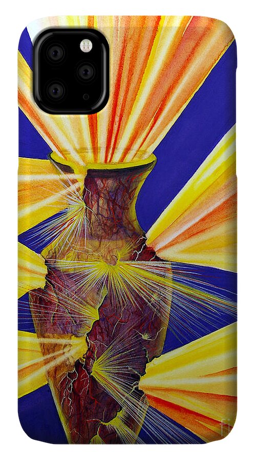God iPhone 11 Case featuring the painting Broken Vessel by Nancy Cupp