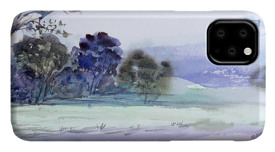  iPhone 11 Case featuring the painting Bruny Island at dusk by Dorothy Darden