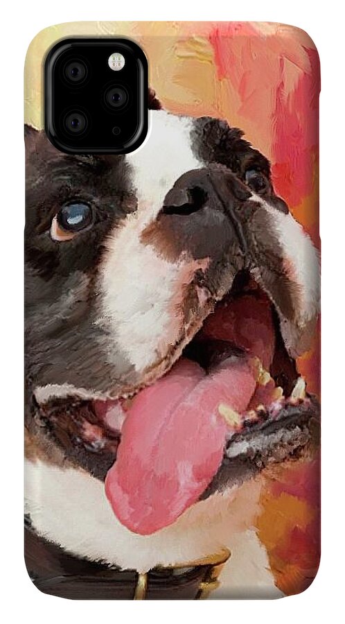 Bulldog iPhone 11 Case featuring the painting Bulldog by Portraits By NC