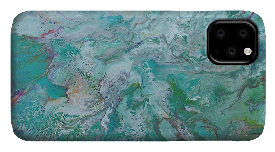Abstract iPhone 11 Case featuring the painting Burst by Sandy Dusek