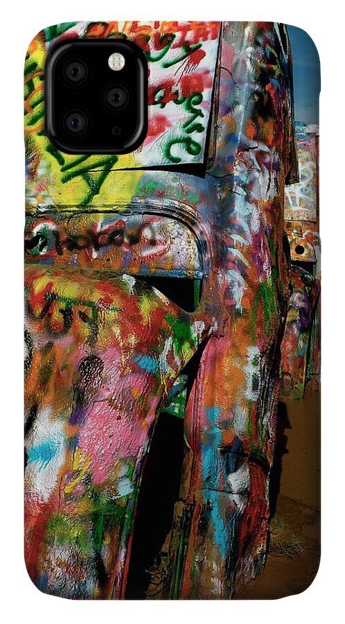 Spray Paint iPhone 11 Case featuring the photograph Cadillac Ranch by Melisa Elliott