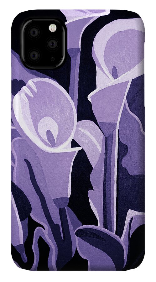 Calla Lillies iPhone 11 Case featuring the painting Calla Lillies Lavender by Angelina Tamez