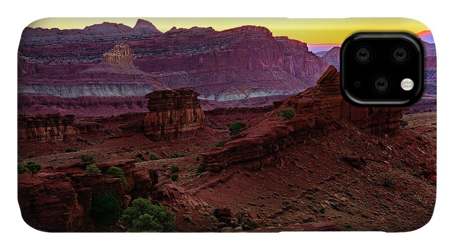 Af Zoom 24-70mm F/2.8g iPhone 11 Case featuring the photograph Capitol Reef Sunrise by John Hight