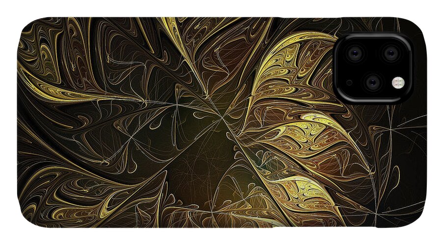 Digital Art iPhone 11 Case featuring the digital art Carved in gold by Amanda Moore