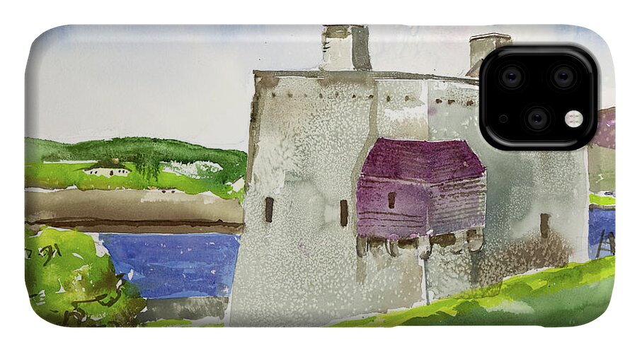  iPhone 11 Case featuring the painting Castle From the Hill by Kathleen Barnes