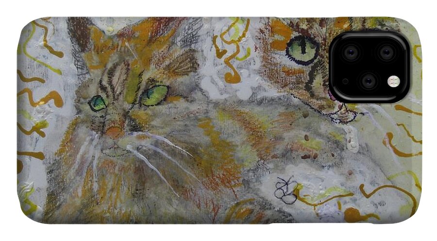 Cat iPhone 11 Case featuring the painting Cat Named Phoenicia by AJ Brown