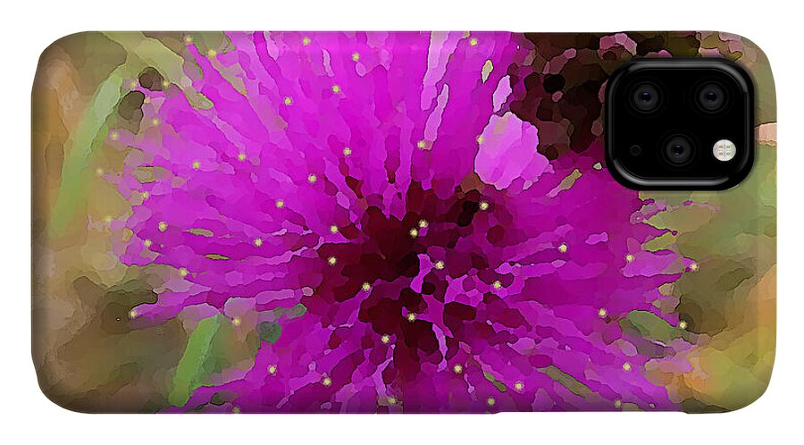 Botanical iPhone 11 Case featuring the digital art Catclaw Pink Mimosa by Shelli Fitzpatrick