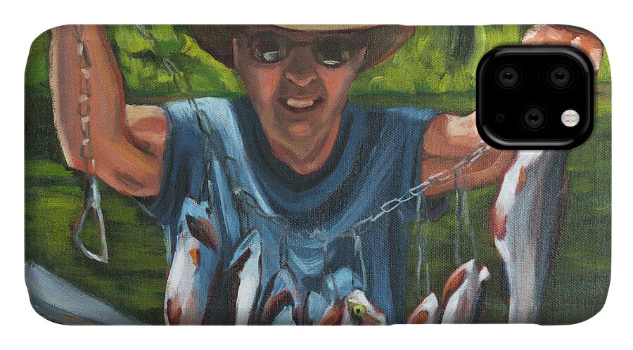 Eugene iPhone 11 Case featuring the painting Caught the Limit by Tara D Kemp