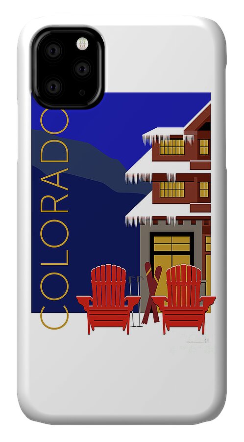 Ski iPhone 11 Case featuring the digital art COLORADO Chairs by Sam Brennan