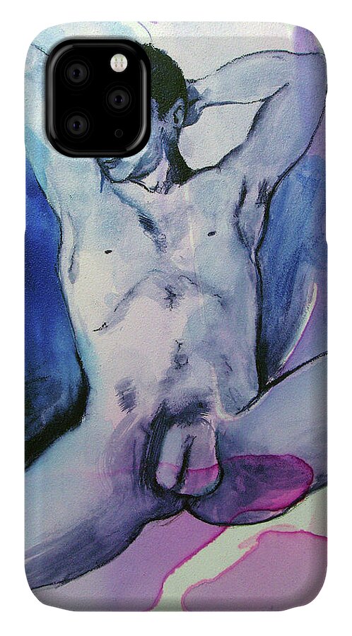 Nude Boy iPhone 11 Case featuring the painting Chance by Rene Capone