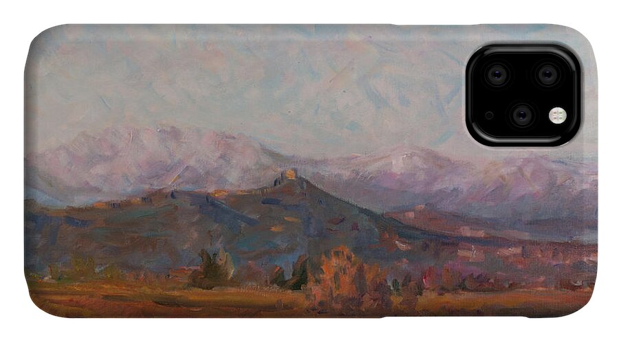 Landscape iPhone 11 Case featuring the painting Changing light triptych part 3 by Marco Busoni