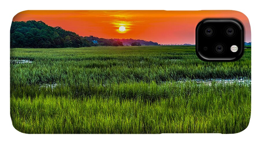 Marsh iPhone 11 Case featuring the photograph Cherry Grove Marsh Sunrise by David Smith