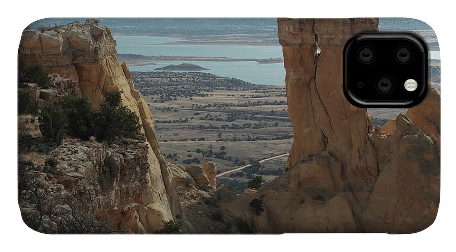 Chimney iPhone 11 Case featuring the photograph Chimney Rock over Abiquiu Lake by David Diaz