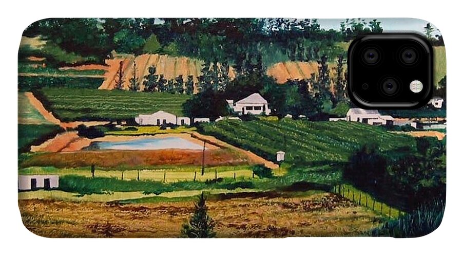 Farm iPhone 11 Case featuring the painting Chubby's Farm by Tim Johnson