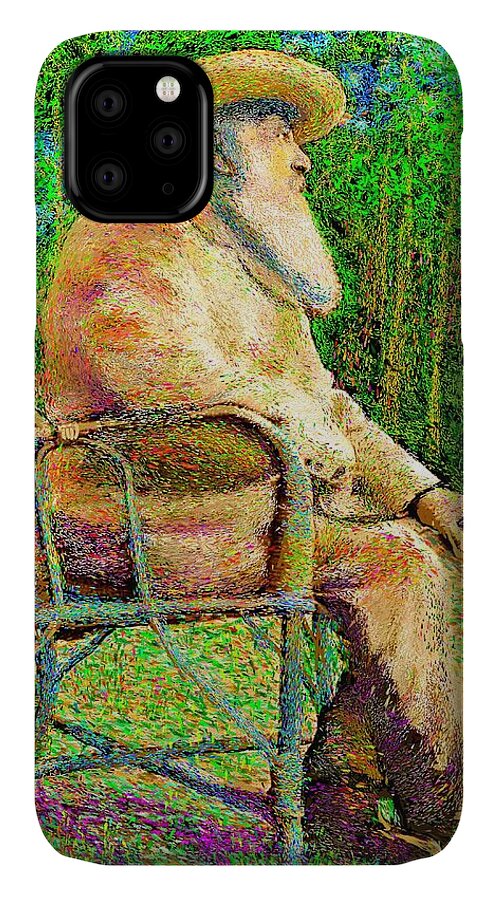 Monet iPhone 11 Case featuring the painting Claude Monet in his garden by Hidden Mountain