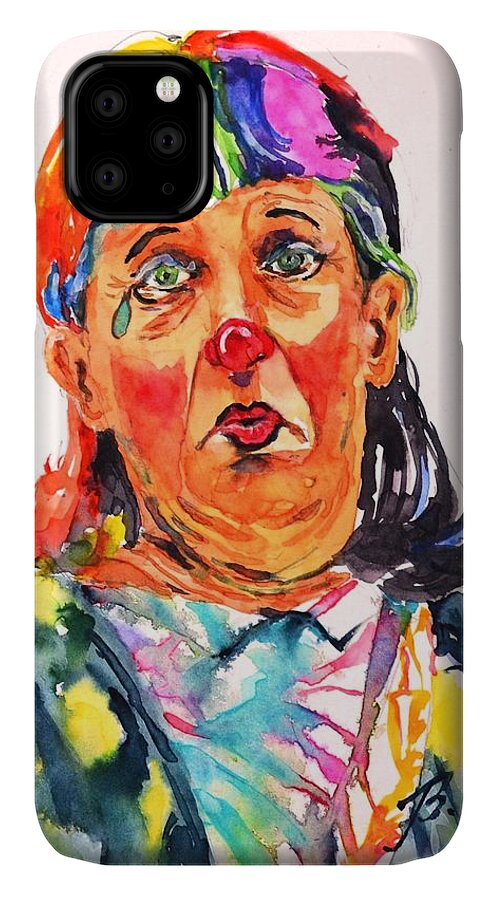 Clown iPhone 11 Case featuring the painting Clown Series Oh No by Betty M M Wong