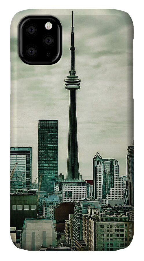 Toronto iPhone 11 Case featuring the digital art CN Tower by JGracey Stinson