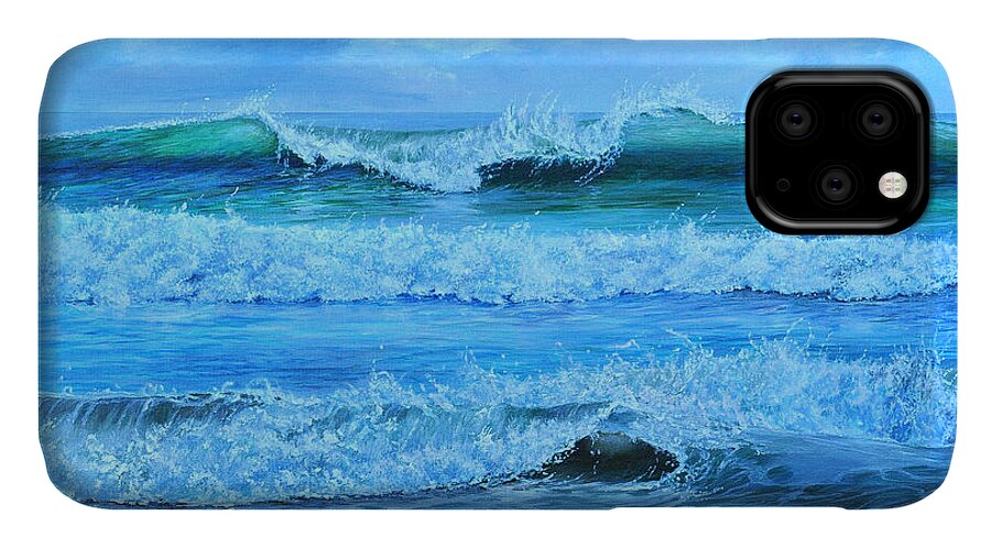 Florida iPhone 11 Case featuring the painting Cocoa Beach Surf by AnnaJo Vahle