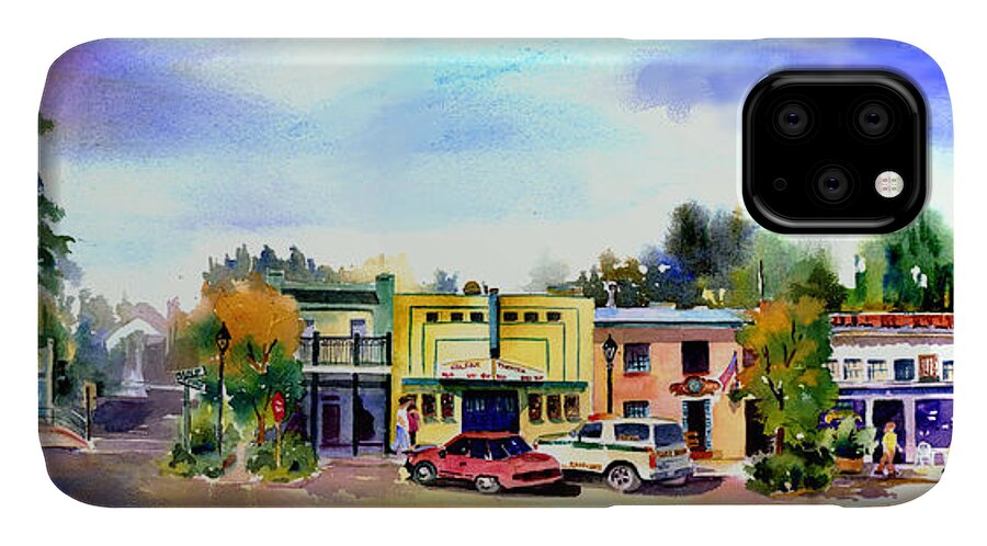 Colfax iPhone 11 Case featuring the painting Colfax Main and Church Street by Joan Chlarson