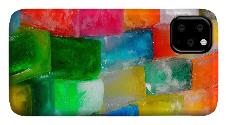 Wall iPhone 11 Case featuring the photograph Colored Ice Bricks by Juergen Weiss