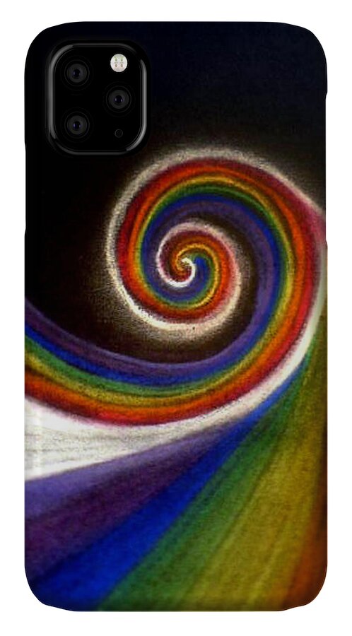 Ahonu iPhone 11 Case featuring the painting Colorswirl of Creation by AHONU Aingeal Rose