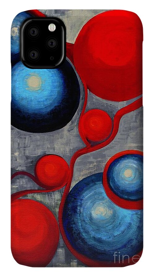 Abstract iPhone 11 Case featuring the painting Connections by Holly Carmichael