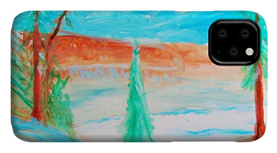 Cool Landscape iPhone 11 Case featuring the painting Cool Landscape by Stanley Morganstein