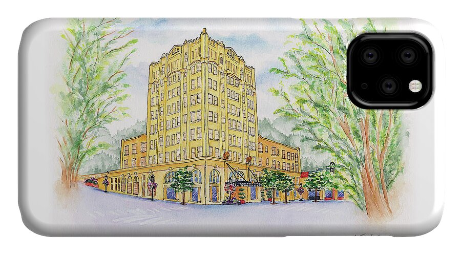 Lithia Springs Hotel iPhone 11 Case featuring the painting Corner Grandeur by Lori Taylor