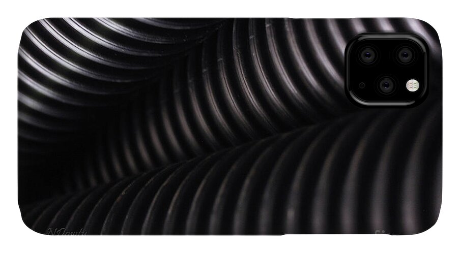 Corrugated Drain Pipe Shadow iPhone 11 Case featuring the photograph Corrugated Drain Pipe Shadow by Natalie Dowty