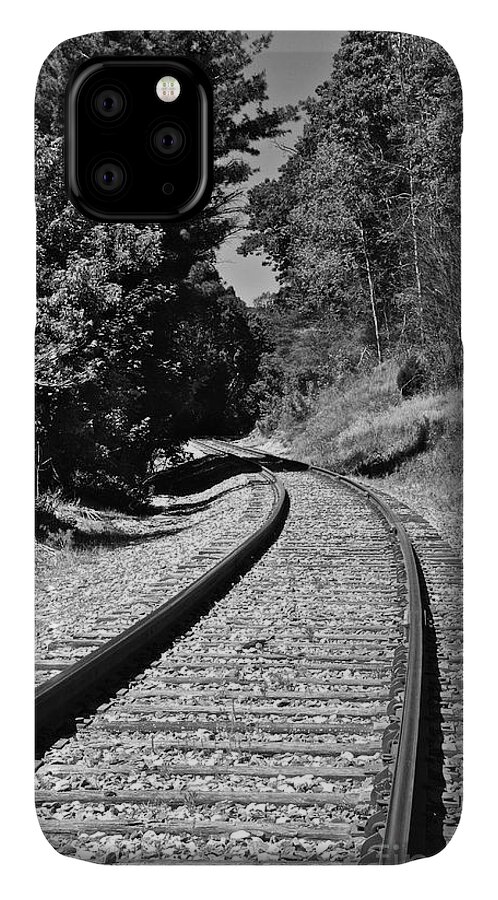 Black And White iPhone 11 Case featuring the photograph Country Tracks Black and White by Mark Dodd