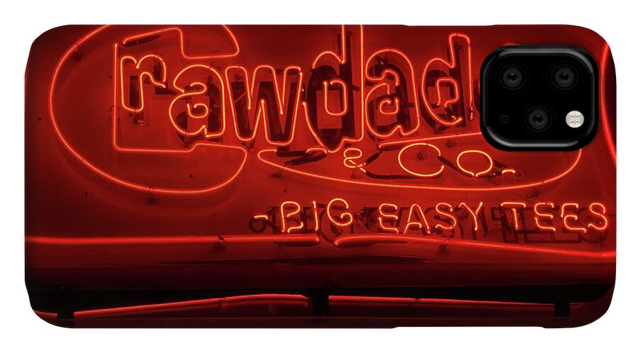 New Orleans iPhone 11 Case featuring the photograph Craw Daddy Neon Sign by Steven Spak