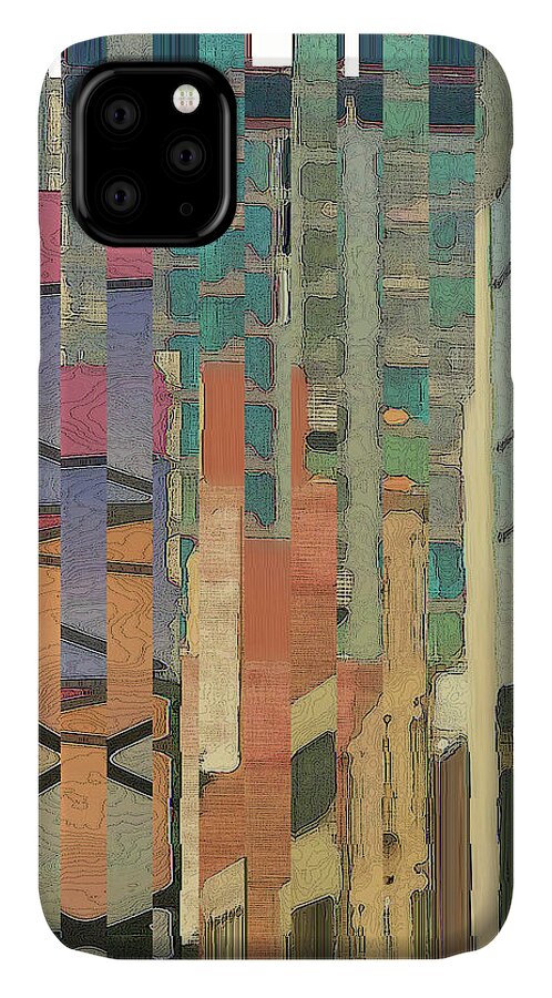 Abstract iPhone 11 Case featuring the digital art Crenellations by Gina Harrison