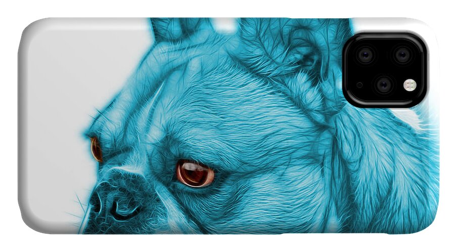 French Bulldog iPhone 11 Case featuring the painting Cyan French Bulldog Pop Art - 0755 WB by James Ahn