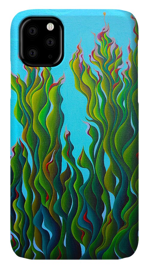 Cypress iPhone 11 Case featuring the painting Cypressing a Wave by Amy Ferrari