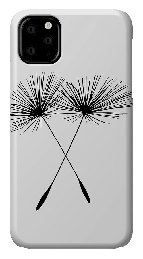Dandelion iPhone 11 Case featuring the drawing Dandelion Duo by David Dehner