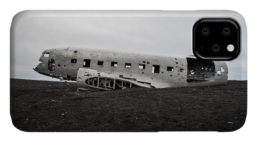 Iceland iPhone 11 Case featuring the photograph DC-3 Wreck on the Solheimasandur by Alex Blondeau