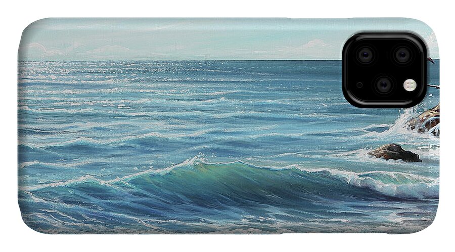 Seascape iPhone 11 Case featuring the painting Deep Blue Sea by Joe Mandrick