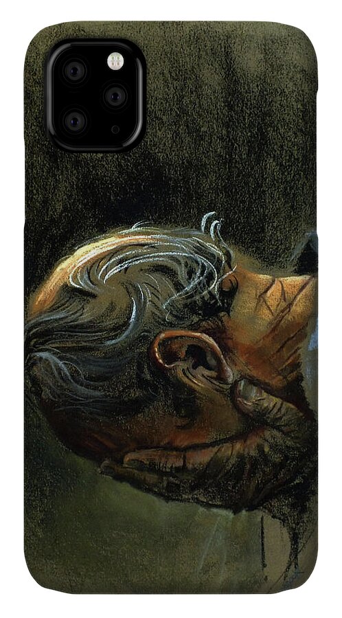 Cast iPhone 11 Case featuring the painting Despair. Why are you downcast? by Graham Braddock
