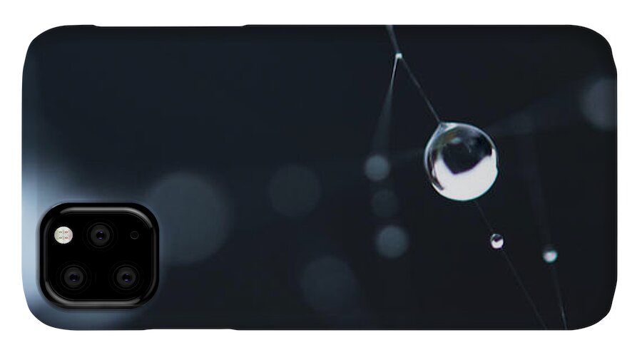 Dew iPhone 11 Case featuring the photograph Dewdrops on cobweb 004 by Clayton Bastiani