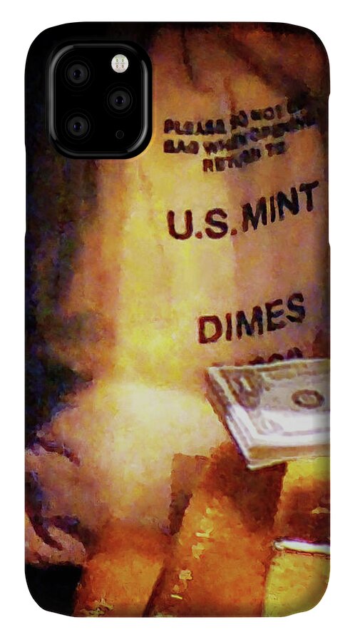 Dollars iPhone 11 Case featuring the photograph Dimes Dollars and Gold by Susan Savad